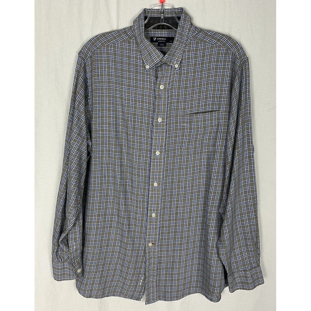 Daniel Cremieux Collection Shirt Mens L Gray Blue Plaid Button Down Cotton